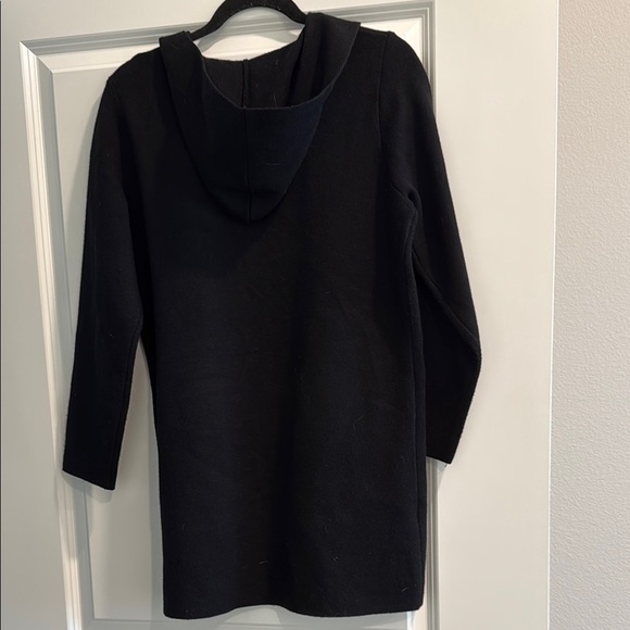 Sioni Black Hooded Cardigan Coatigan with Floral Design sz m - Picture 5 of 6